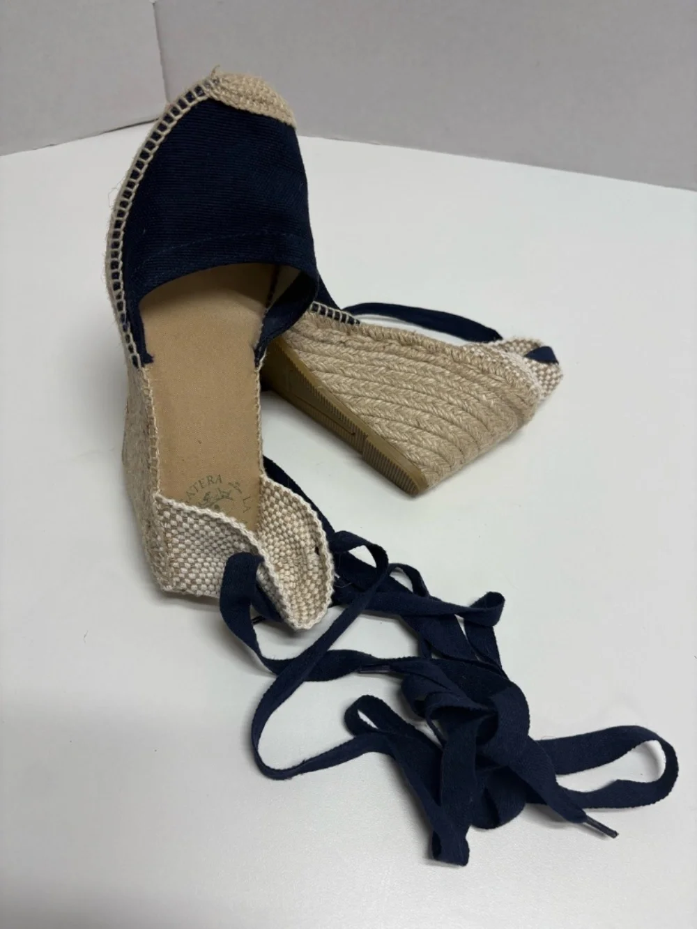Alpargatera La Manual - Blue Espadrilles With Jute Wedge - Size 37 (6.5 US)
